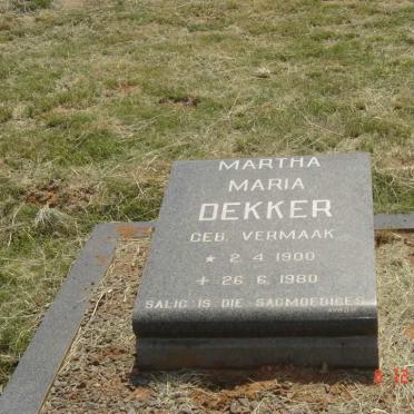 DEKKER Martha Maria nee VERMAAK 1900-1980