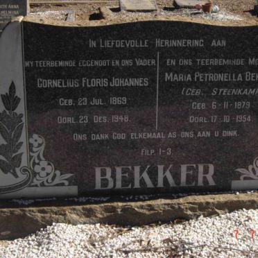 BEKKER Cornelius Floris Johannes 1869-1948 &amp; Maria Petronella STEENKAMP 1879-1954