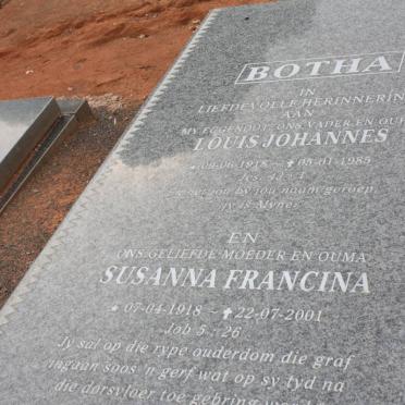 BOTHA Louis Johannes 1918-1985 &amp; Susanna Francina 1918-2001