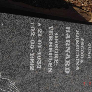 BARNARD Jacoba Herculina nee VERMEULEN 1937-1992