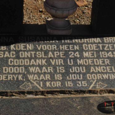 BRITS Susanna Hendrina previously COETZEE nee KOEN -1949