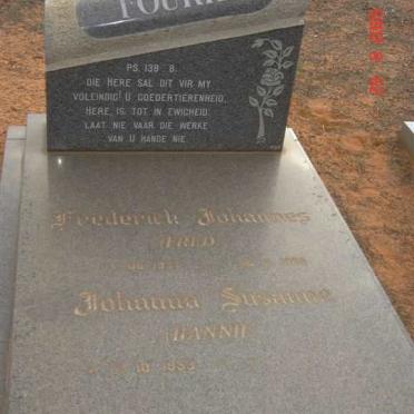 FOURIE Frederick Johannes 1937-1988 &amp; Johanna Susanna 1933-