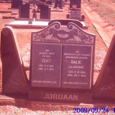 JORDAAN Gert 1897-1976 &amp; Ralie JORDAAN 1905-1959