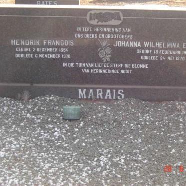 MARAIS Hendrik Francois 1894-1970 &amp; Johanna Wilhelmina Elizabeth 1907-1970