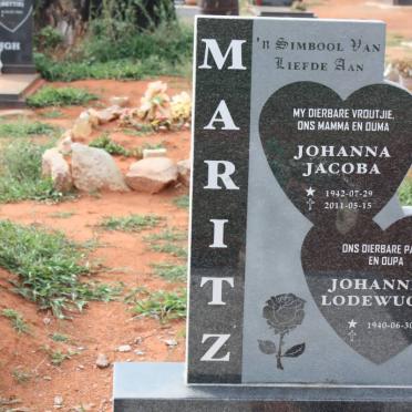 MARITZ Johannes Lodewuces 1940- &amp; Johanna Jacoba 1942-2011