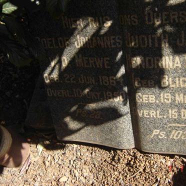 MERWE Roelof Johannes, v.d. 1864-1950 &amp; Judith Jacoba Hendrina Maria BLIGNAUT 1870-1964