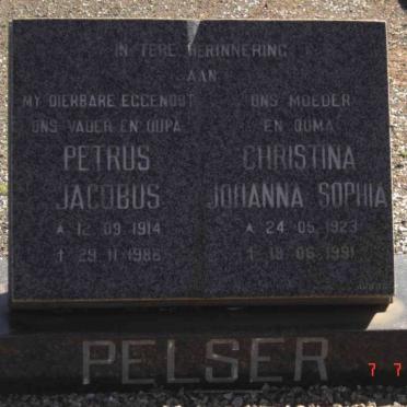 PELSER Petrus Jacobus 1914-198? &amp; Christina Johanna Sophia 1923-1991