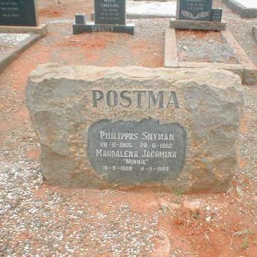 POSTMA Phillippus Snyman 1905-1962 &amp; Magdalena Jacomina 1908-1989