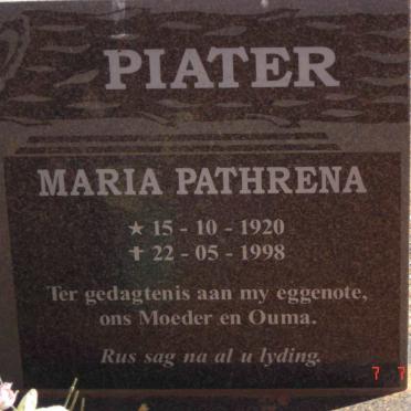 PIATER Maria Pathrena 1920-1998