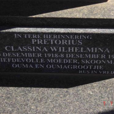PRETORIUS Classina Wilhelmina 1918-1998