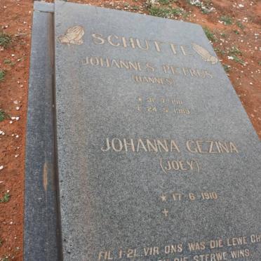 SCHUTTE Johannes Petrus 1911-1989 &amp; Johanna Gezina 1910-