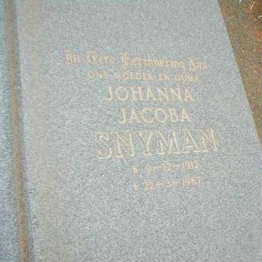 SNYMAN Johanna Jacoba 1912-1987