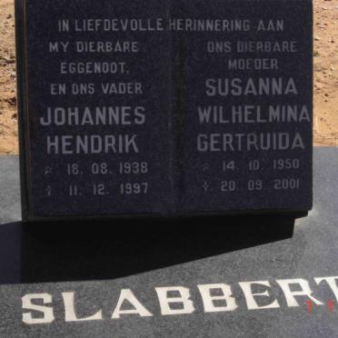 SLABBERT Johannes Hendrik 1938-1997 &amp; Susanna Wilhelmina Gertruida 1950-2001