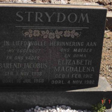 STRYDOM Barend Jacobus 1908-1968 &amp; Elizabeth Magdalena 1912-1982