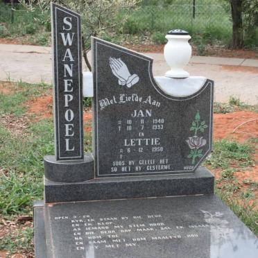 SWANEPOEL Jan 1940-1993 &amp; Lettie 1950-
