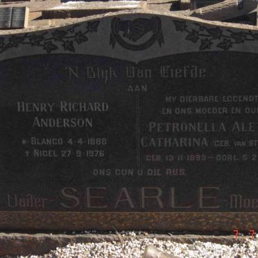 SEARLE Henry Richard Anderson 1888-1976 &amp; Petronella Aletta Catharina VAN STRAATEN 1893-1961