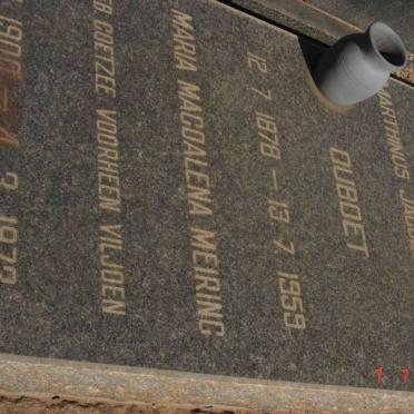 VILJOEN Marthinus Jacobus 1878-1959 &amp; Maria Magdalena MEIRING previously VILJOEN nee COETZEE 1900-1973