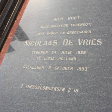 VRIES Nicolaas, de 1925-1993