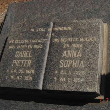 VISSER Carel Pieter 1926-1991 &amp; Anna Sophia 1925-1994
