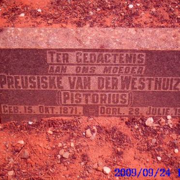 WESTHUIZEN Preusiske, van der nee PISTORIUS 1871-1948