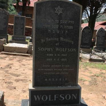 WOLFSON Sophy 1909-1960