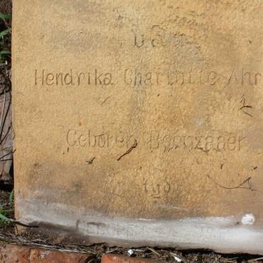 AHRBECK Hendrika Charlotte nee BOONZAAER 18??-
