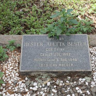 BESTER Hester Aletta nee BRINK 1852-1945