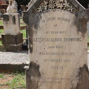 BROWNING Aletta Catherine nee MARE -1909