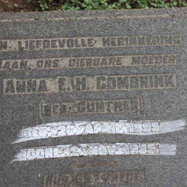 COMBRINK Anna E.H. nee GUNTHER 1895-1935
