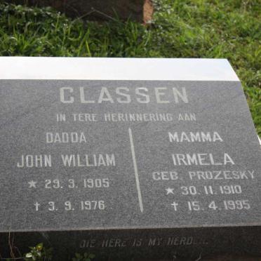 CLASSEN John William 1905-1976 &amp; Irmela PROZESKY 1910-1995