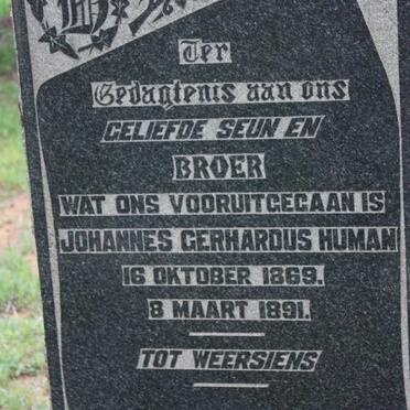 HUMAN Johannes Gerhardus 1869-1891