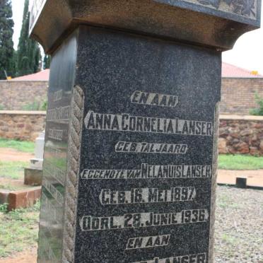 LANSER Adriana nee TIMMERMAN 1854-1937 :: LANSER Andries 1851-1930 :: LANSER Anna Cornelia geb TALJAARD 1897-1936