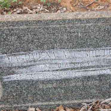MULLER Magdalena M.C. voorheen SPRUYT nee PRETORIUS 1874-1921