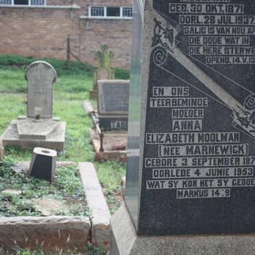 MOOLMAN Jacobus Johannes 1871-1937 &amp; Anna Elizabeth MARNEWICK 1873-1953