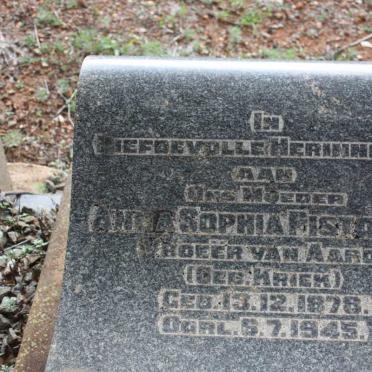 PISTORIUS Anna Sophia voorheen VAN AARDT nee KRIEK 1878-1945