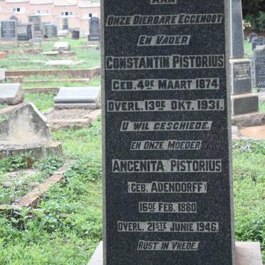 PISTORIUS Constantin 1874-1931 &amp; Ancenita ADENDORFF 1880-1946