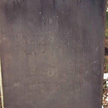 PISTORIUS Henrijette  -1878 ::  PISTORIUS Elisabeth -1877 :: PISTORIUS M. -1880