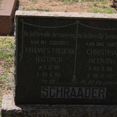 SCHRAADER Johannes Frederik Hattingh 1889-1963 :: SCHRAADER Christina Jacomina 1896-1977