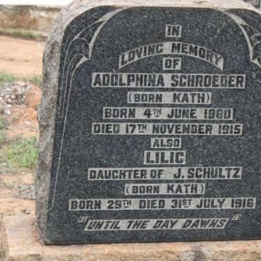 SCHROEDER Adolphina nee KATH 1880-1915 :: KATH Lilic ?-1916