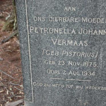 VERMAAS Petronella Johanna geb PISTORIUS 1875-1934