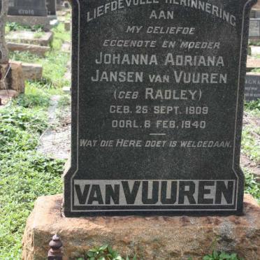 VUUREN Johanna Adriana, Jansen van nee RADLEY 1909-1940