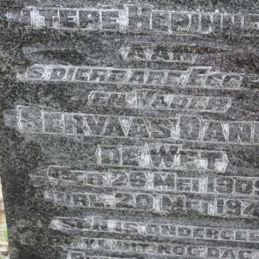 WET Servaas Daniel, de 1909-1943