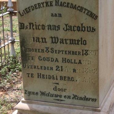 WARMELO Nicolaas Jacobus, van 1835-1892