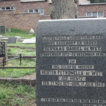 WET Servaas Daniel, de 1873-1936 &amp; Hester Petronella MENTZ 1877-1949 