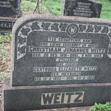 WEITZ Christiaan Johannes 1881-1945 &amp; Gertruida Elizabeth MEYBURGH 1893-1965