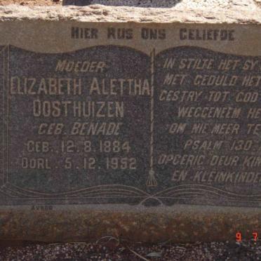 OOSTHUIZEN Elizabeth Alettha nee BENADE 1884-1952