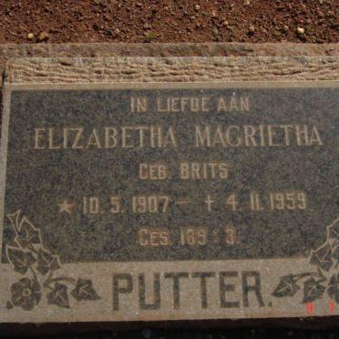 PUTTER Elizabetha Margrietha nee BRITS 1907-1959