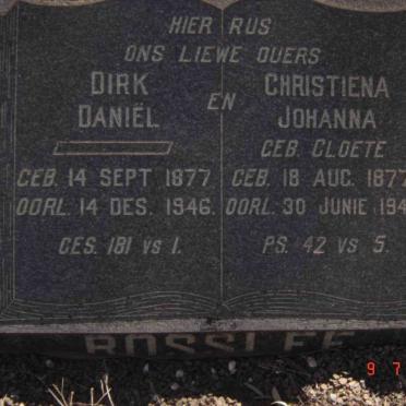 ROSSLEE Dirk Daniel 1877-1946 &amp; Christiena Johanna CLOETE 1877-1943