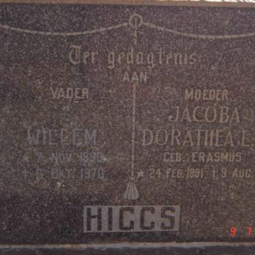 HIGGS Willem 1890-1970 &amp; Jacoba Dorathea L.D. ERASMUS 1891-1954