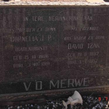 MERWE David Izak, v.d. 1892-1957 &amp; Cornelia J.P. BADENHORST 1906-1981